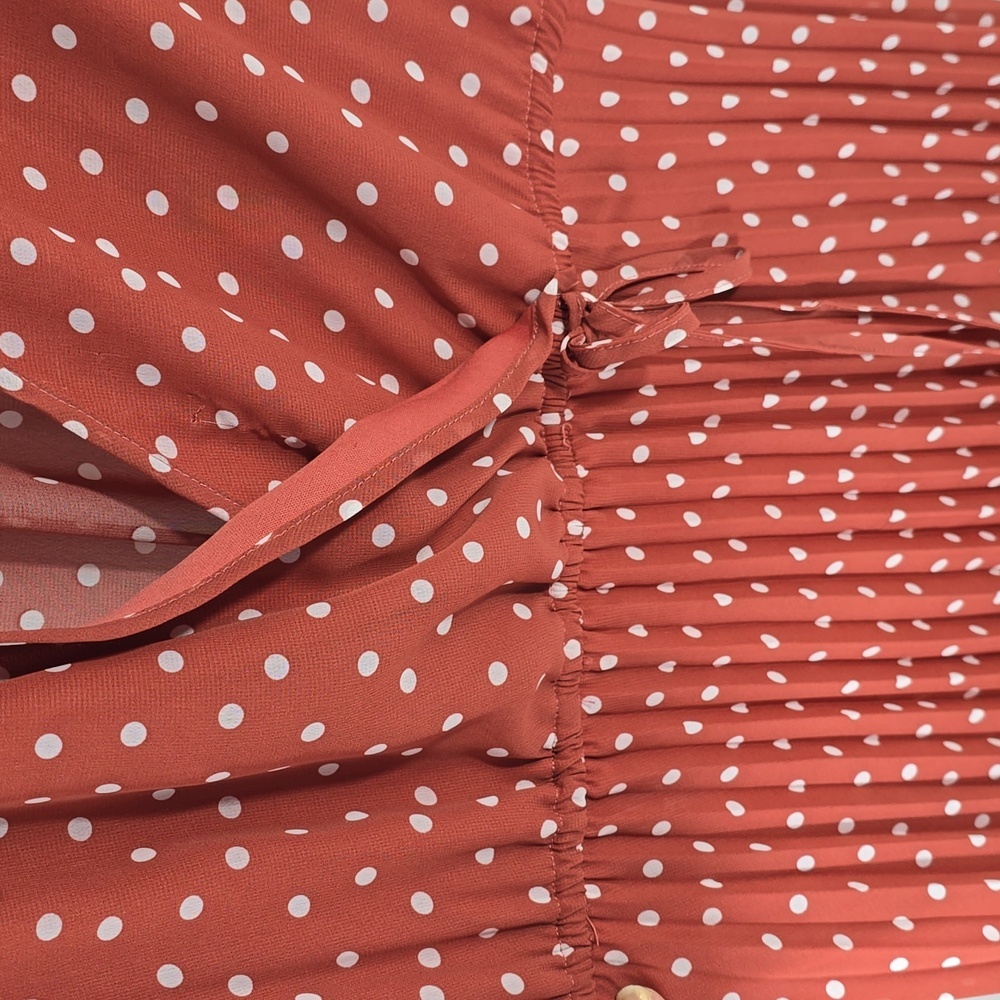 {Indigo Rose} Polka Dot Pleated Dress - Size MEDIUM - Picture 9 of 16